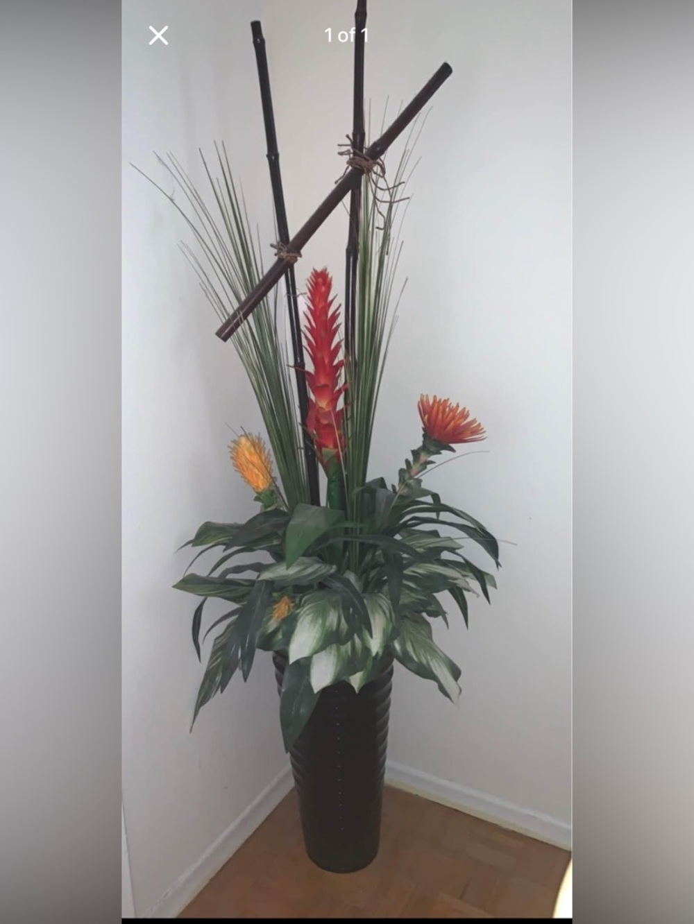 Tropical Orange and Green Floor Arrangement - Brand: